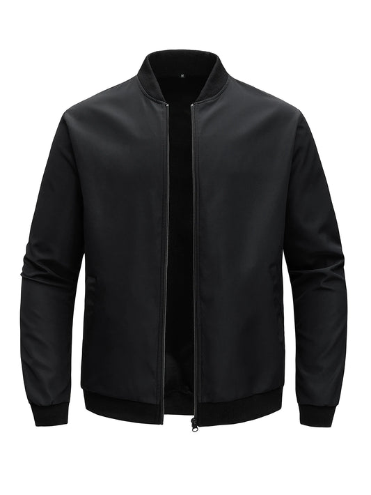 2025 Spring and Autumn New Baseball Collar Short Loose Solid Color Jacket Men's Business Casual Thin Coat Trend