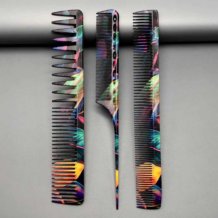 3Pcs Hairdressing Combs, Salon-Specific Hair Cutting Comb Set, Essential Styling and Trimming Combs for Hairstylists, Pointed Tail Comb, Men's Hair Comb, Women's Hair Comb, Rat Tail Comb, Pompadour Comb, Hairdressing Tools, H