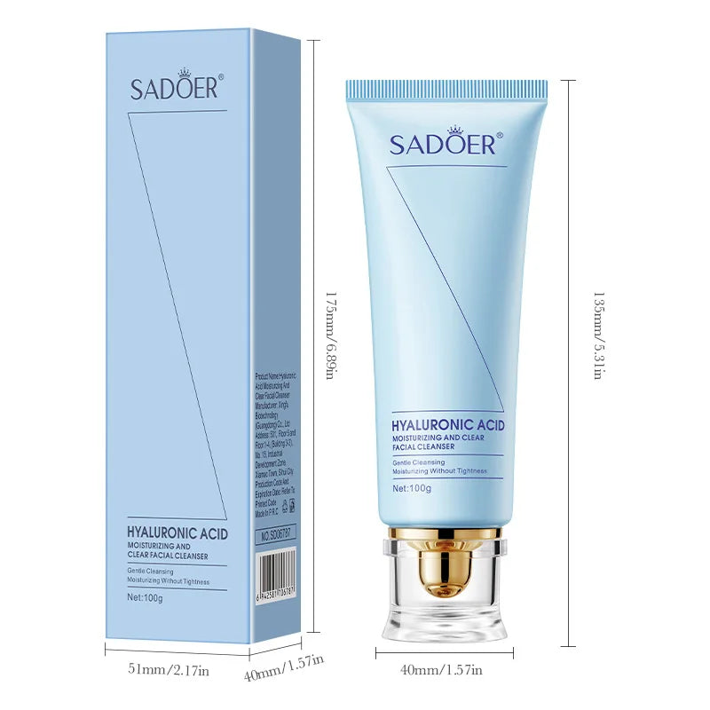 SADOER Amino Acid Gentle Face Wash Salicylic Acid Anti Acne Hyaluronic Acid Moisturizing Cleanser For Oily Skin Halalzen