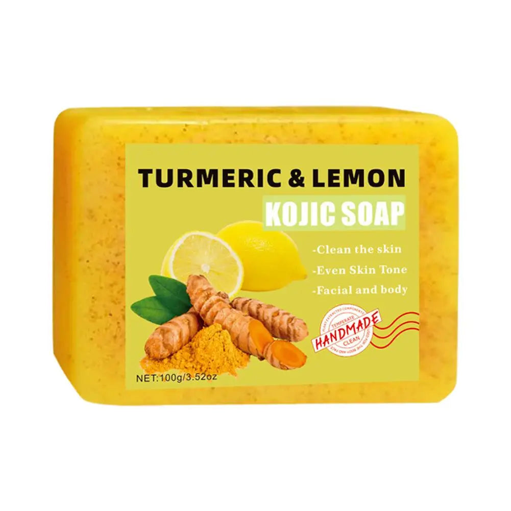 Turmeric Kojic Acid Lemon Soap Bar, Soap Bar Brighten Even Skin Vitamin E, Gentle Lemon Soap For Face,Body Wash Halalzen