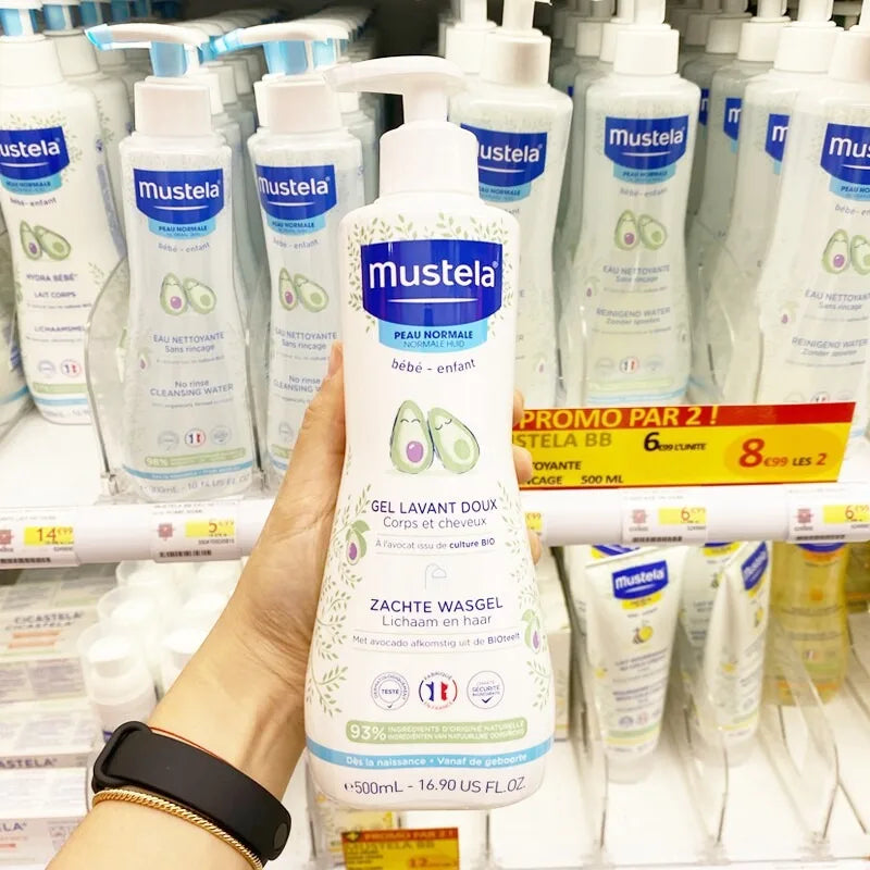 French Mustela 2‑in‑1 Shampoo & Body Wash 500ml, Gentle Cleanser for Newborns, Babies & Kids