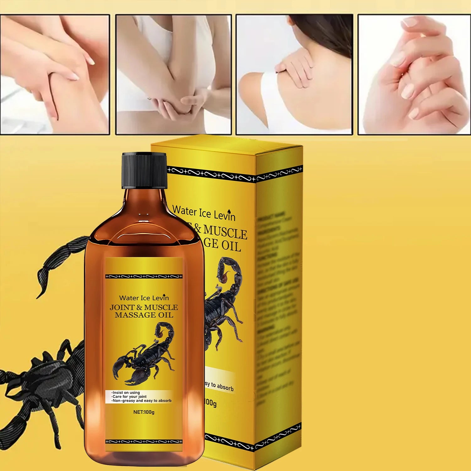 Water Ice Levin Advanced Joint & Muscle Massage Oil - Quick Absorbing, Ultra Lightweight Formula for Total Body Comfort..100G