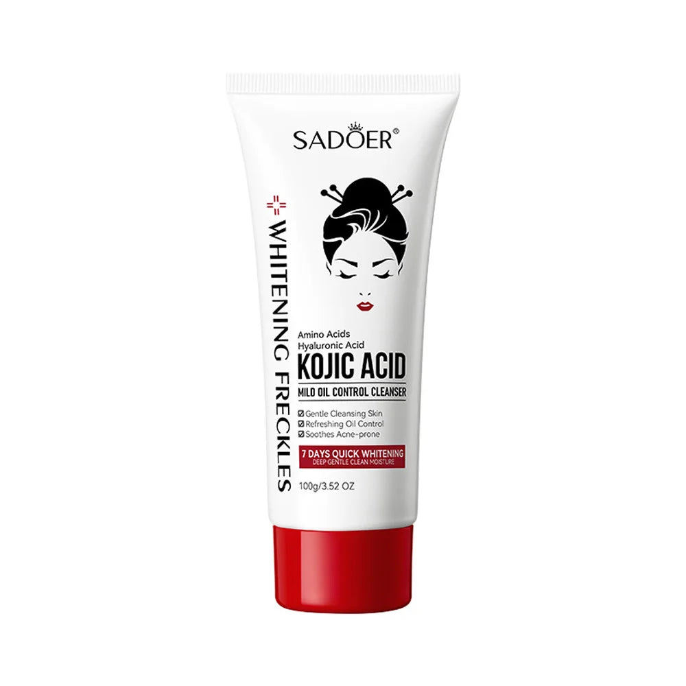 Kojic Acid Whitening Deep Cleansing Milk, Moisturizing Oil Control Spot Removing Acne Cleansing Milk Halalzen
