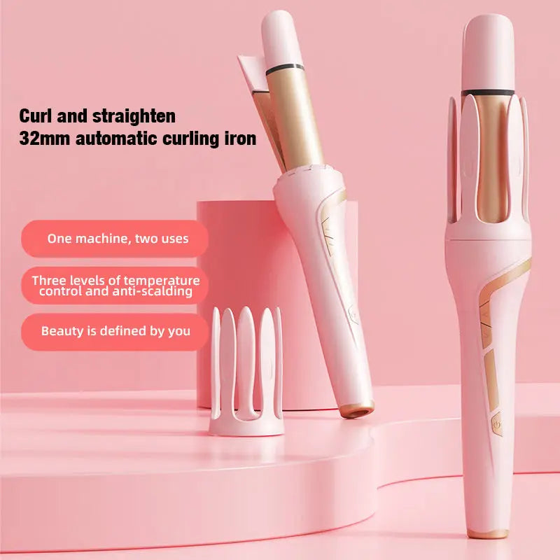 2 in 1 Electric Automatic Hair Curling Iron And Straightener 32mm Rotating Roll Auto Hair Styling Tool