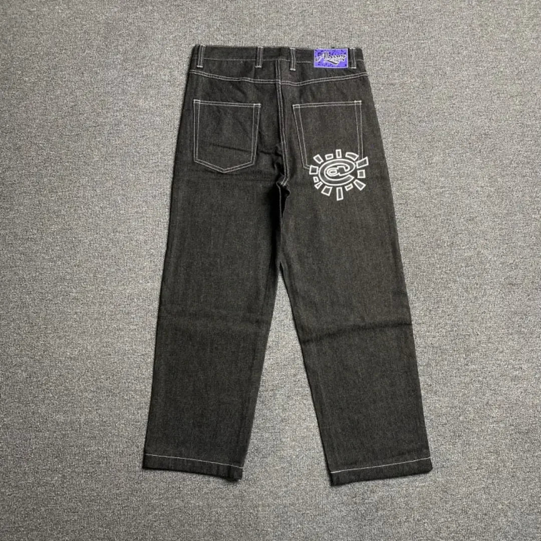 New Always Jeans High quality Printed Embroidery Straight Jeans Black Pants Men Jeans Printing Trend Street Wear AlwaysJeans Men HALALZEN