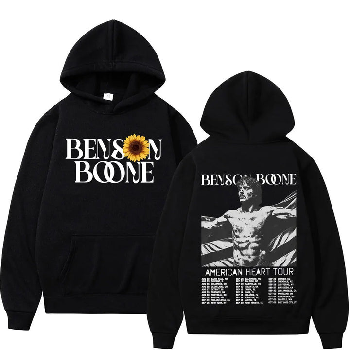 Benson Boone American Heart Tour 2025 Hoodies Men Women Fashion Hip Hop Hooded Sweatshirts Vintage Casual Oversized Pullovers