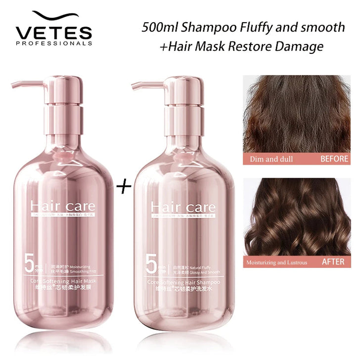 Keratin Caviar Dual Nourishing Hair Mask Frizzy Hair 500ml Shampoo and Hair Mask Essence Soft Smooth For Dry Damaged Care Hair Halalzen