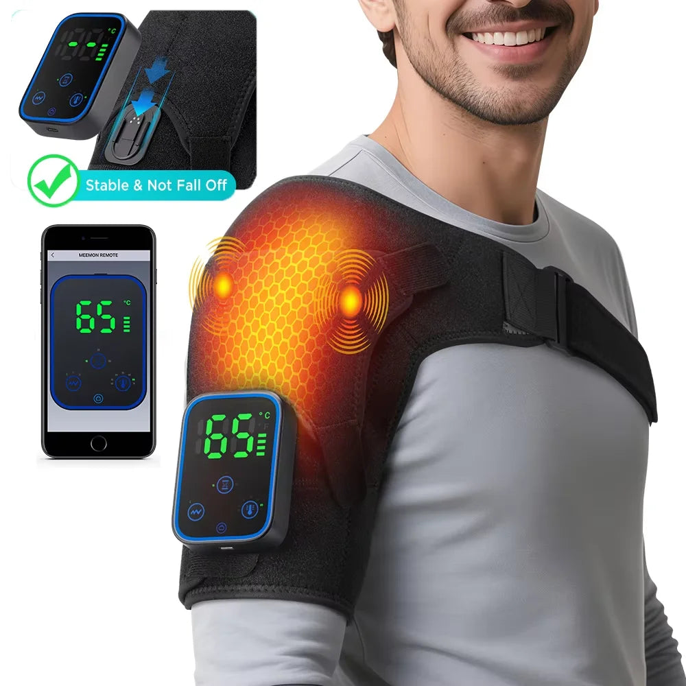 Cordless Electric Heated Shoulder Brace Hot Compress Protect  Vibration Massage Thermal Shoulder Pad Massager Muscle Joint Relax