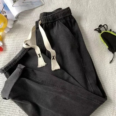 Thiened Fce Lined Thi High Waist Loose Fits Jeans Womens Winter Straight Leg Wide Leg Trousers Wear Resistd Denimcloth...