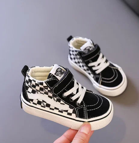 New Shoes for Kids Boys Girls High Top Canvas Shoes Fashion Velcro Casual Board Shoes Kids Soft Sole Anti Slip Sneakers