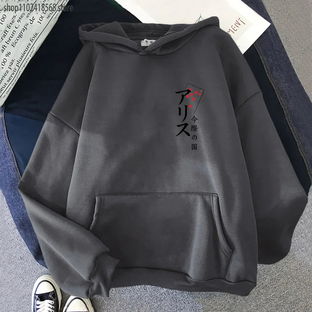 Arisu Seven of Heart Hoodie Anime Alice In Borderland Sweatshirt Spring/Autumn Winter Clothes Harajuku Pullover Men Graphic Tops