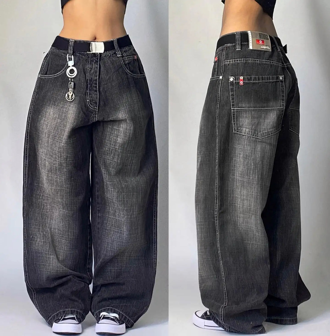 Streetwear New Harajuku Solid Color Washed Baggy Jeans Men Y2K Fashion Retro Punk Casual Joker Gothic High Waist Wide Leg Pants