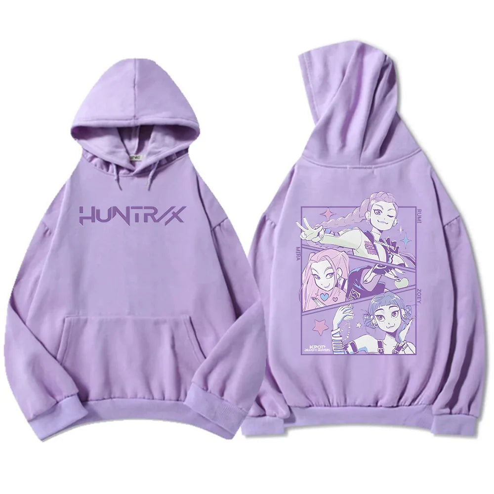 Men Women Hoodies KPop Demon Hunters Movie Graphic Sweatshirts Fleece Warm Hooded Pullovers 2025 Fashion Male Sudadera Print Top