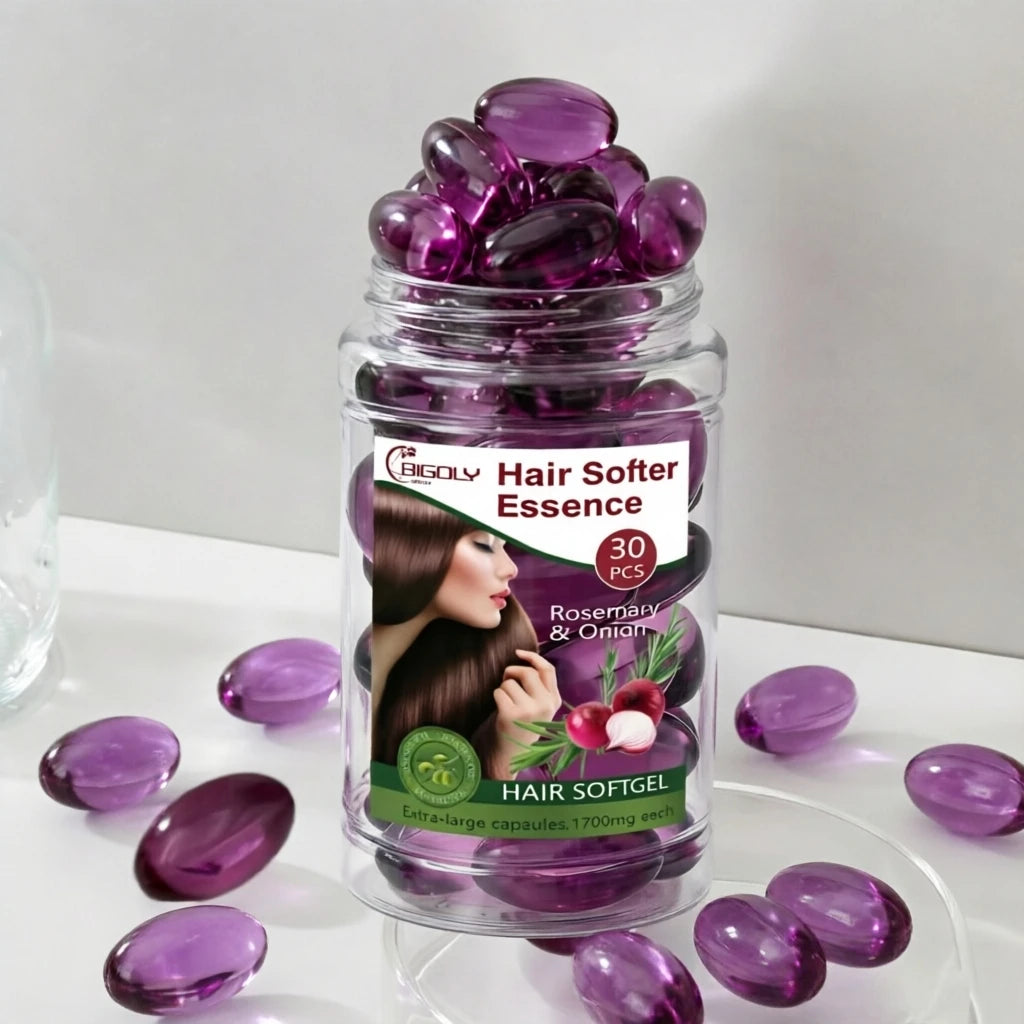 Lost Fragrance & Onion Hair Care Essential Oil, 30 Capsules/Bottle, Nourishes and Softens Hair Strands, Makes Rough and Dry Hair Stronger and More Shiny