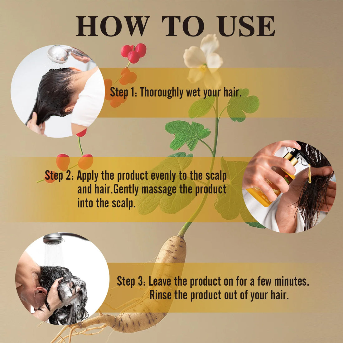 Ginseng Flower Shampoo Deeply Nourishes Hair, Promotes Hair Growth and Strengthens Hair Roots. Ginseng Flower Shampoo 500ml
