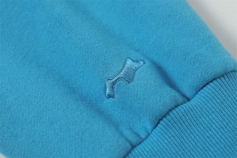 Loose Justin Bieber SKYLRK Embroidery Blue Hoodie Men Women Heavy Fabric Hooded Pullover