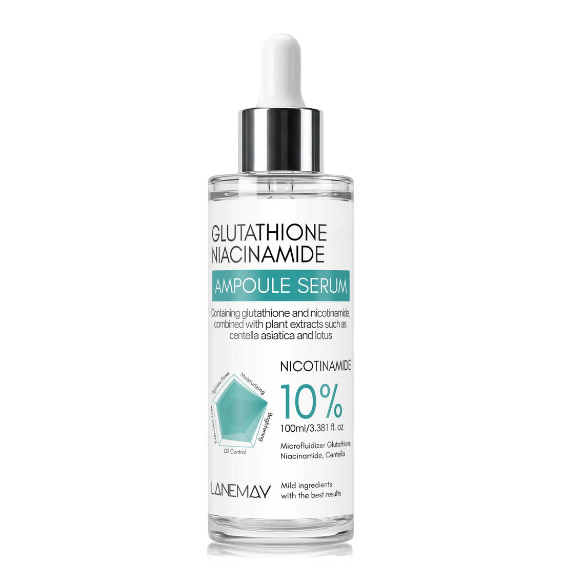 Glutathione & 10% Niacinamide Ampoule Serum with Centella Asiatica– Micro-Active Brightening Formula to Even Skin Tone.