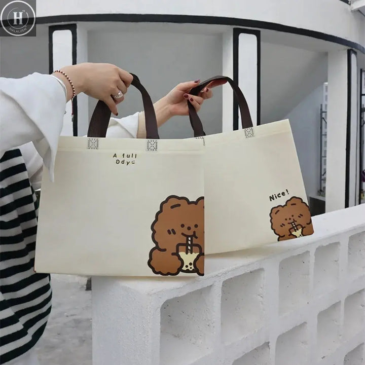 Hot Sale Non-woven Fabric Shopping Bag Trendy Casual Handbag Large Capacity Waterproof Underarm Bag Lady HALALZEN