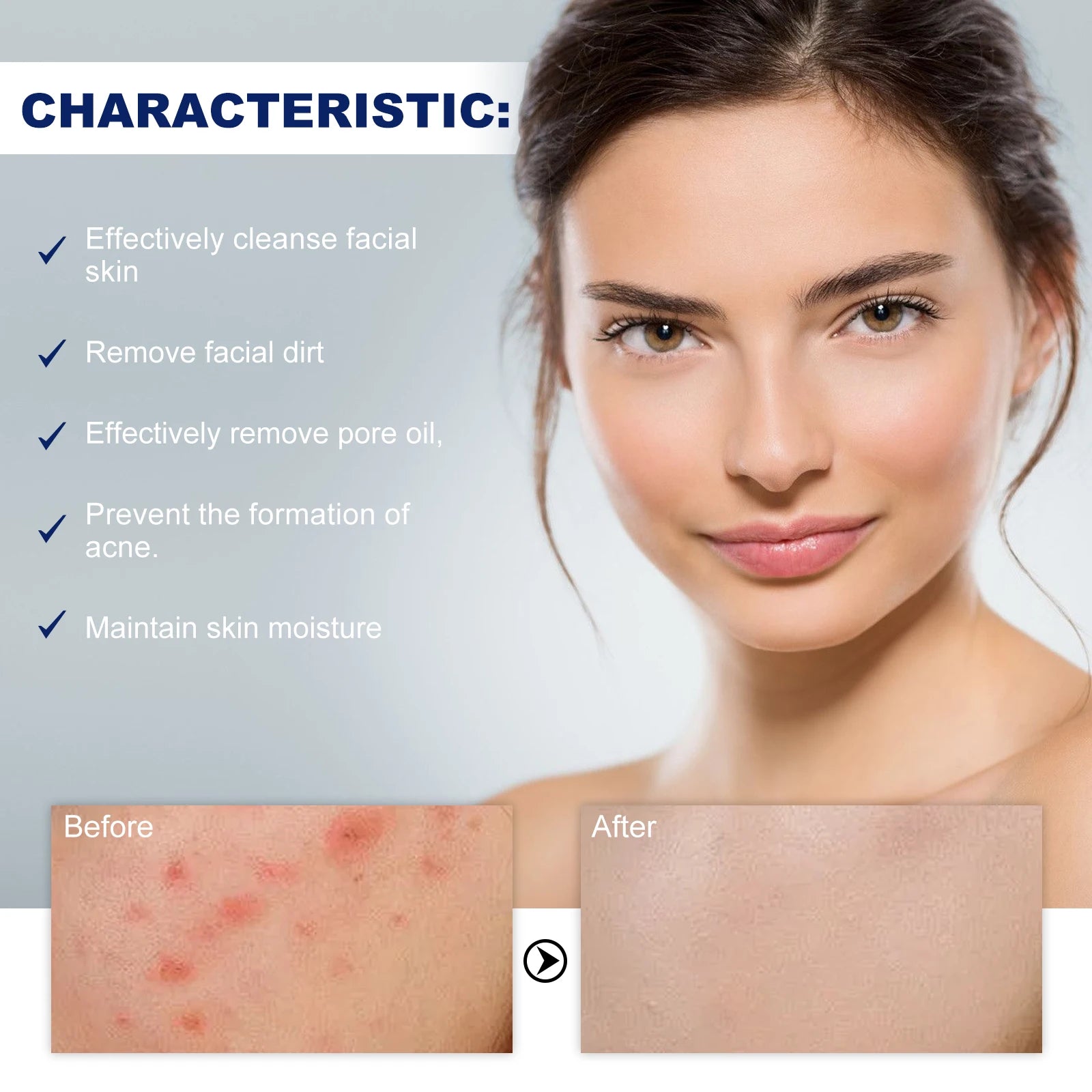 Facial Cleanser Anti Acne Oil Control Blackhead Remover Shrink Pores Deep Cleansing Acne Treatment Moisturizing Face Wash 100g Halalzen