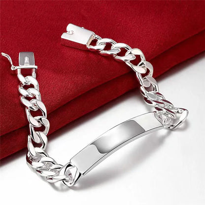Engravable Name Bracelet Personalized Stainless Steel Mens ID Bracelets Free Engraving Laser Name Date Customize Gift for Father