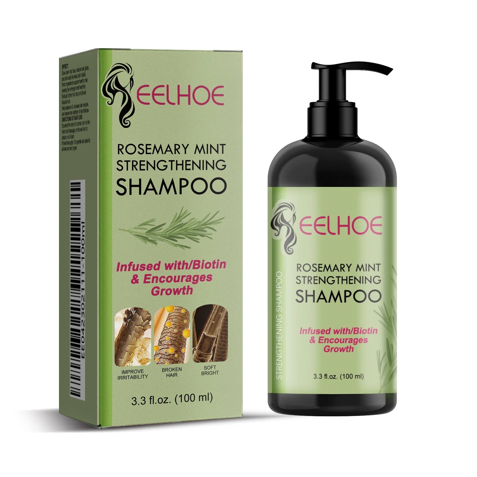 EELHOE Rosemary Straightening Shampoo Repair Damaged Dry Curl Fluffy Hair Nourishing Refreshing Straightening Shampoo Hair Care Halalzen