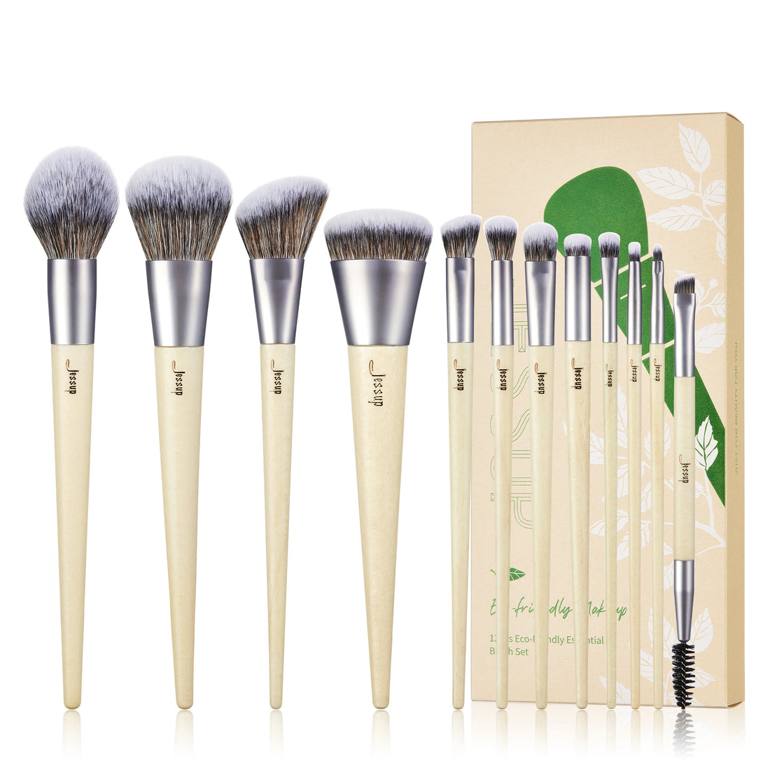 Jessup Makeup Brushes 10-14pc Makeup Brush Set Synthetic Foundation Brush Powder Contour Eyeshadow Liner Blending Highlight T329