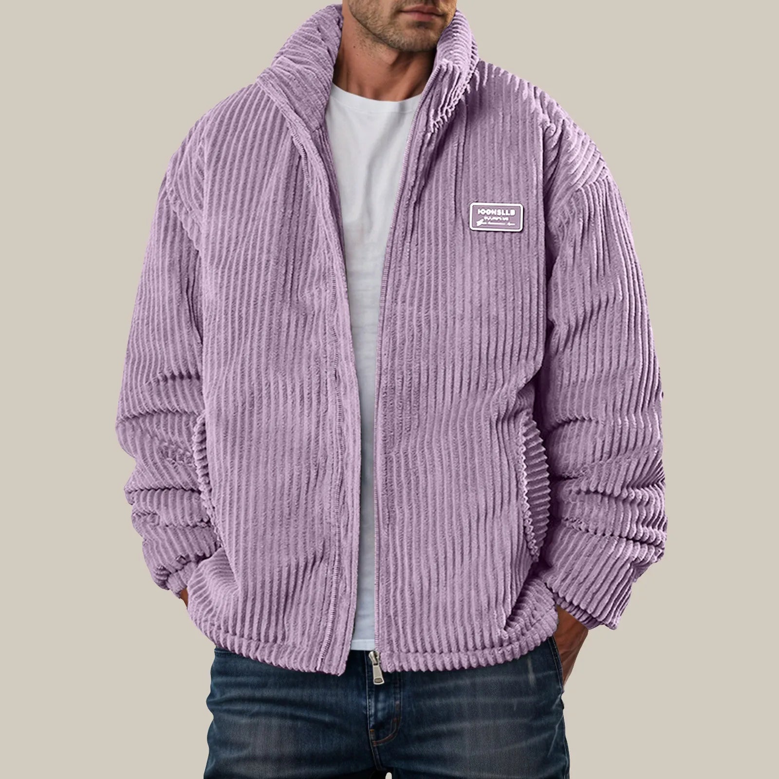 Men's Corduroy Winter Down Coat Streetwear Thick Cotton Padded Jacket Outdoor Turtleneck Zip Up Warm Quilted Parkas Men Clothing