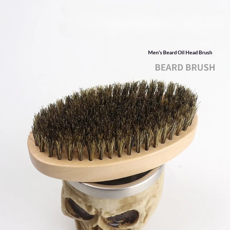 Professional Soft Boar Bristle Beard Brush Oval Handheld Shaving Brush For Men Oil Head Hair Styling Neck Duster Cleaning Tool Halalzen