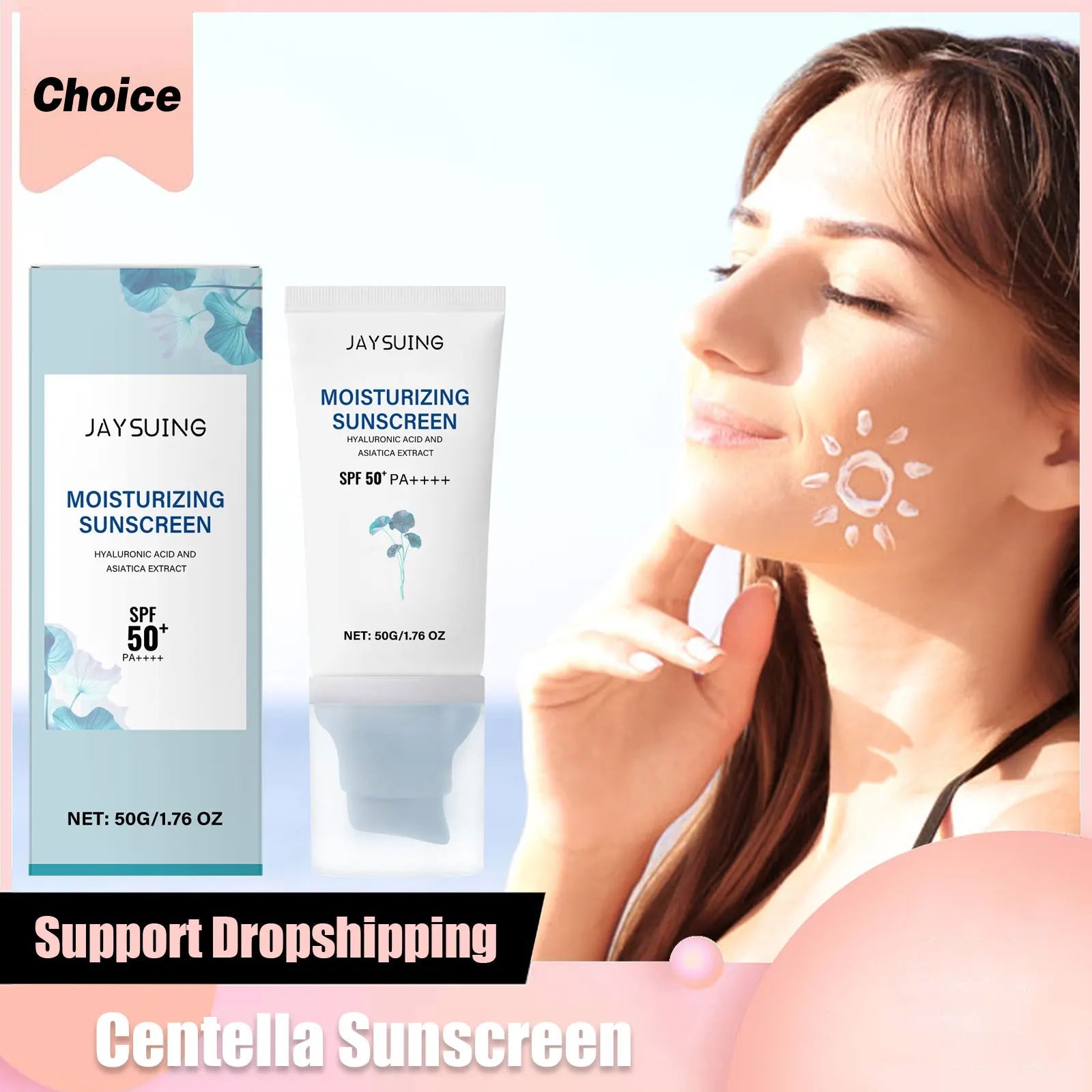 Centella Sunscreen Spf50+ Pa++++ Calming Moisturize Oily Sensitive Skin Soothing Long-Lasting UV Protection Sunblock Face Cream Halalzen