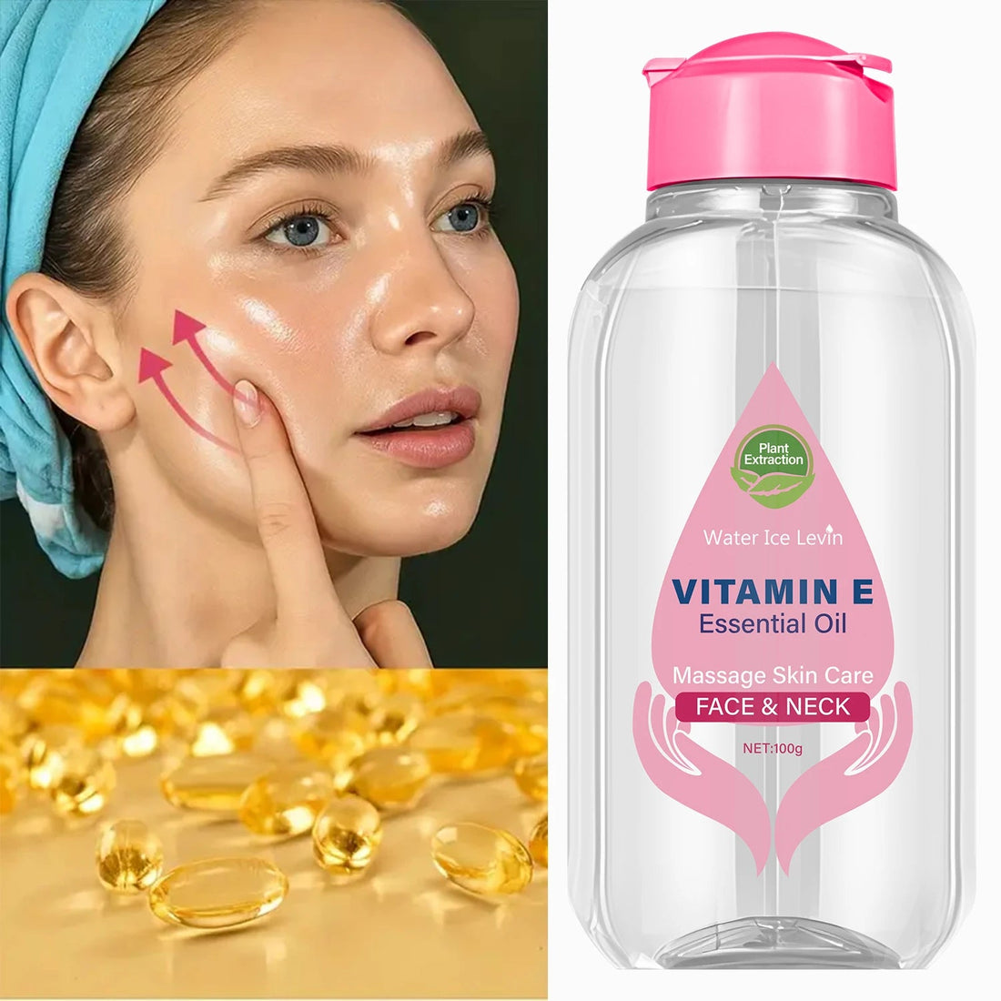 Vitamin E Essential Oil with Niacinamide & Ceramide - Face & Neck Massage Skin Care for Even Tone Halalzen
