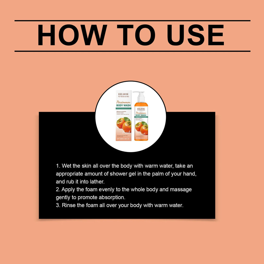 Persimmon Fresh Shower Gel cleanses body dirt and oil, leaving a refreshing feel and smooth texture. Halalzen