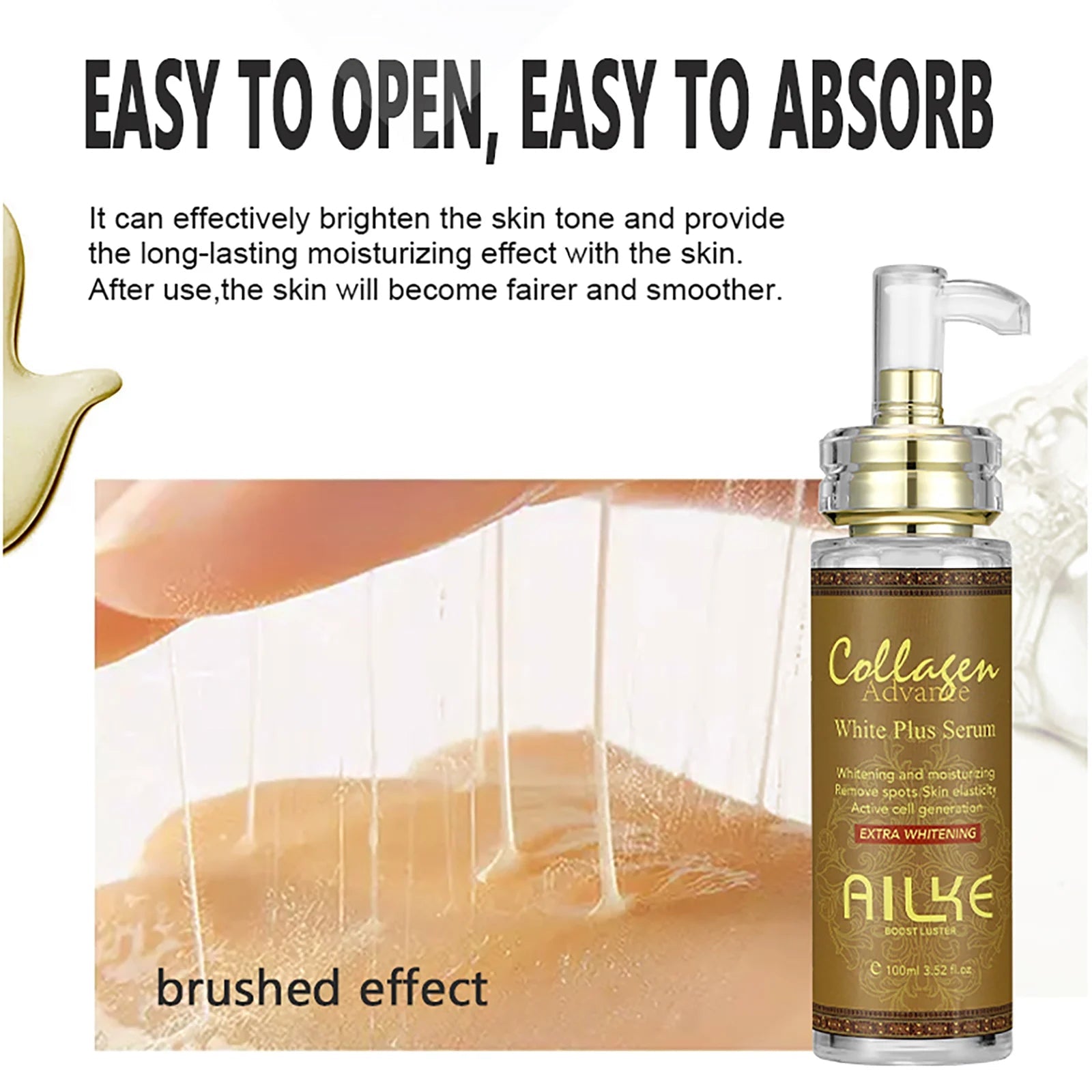 AILKE Skin Whitening Face Serum, Reduce Spots, Moisturizing, Even Skin Tone, With Organic Collagen, Skin Lightening Body Serum Halalzen