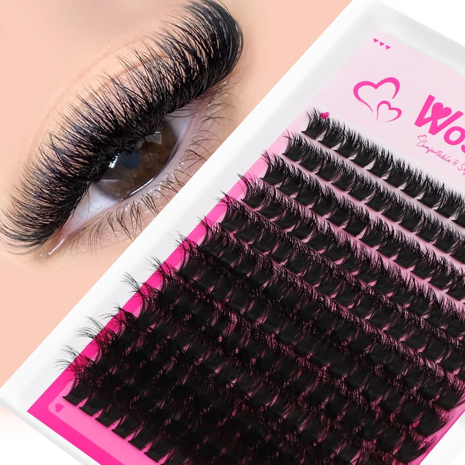 WOSHEER Lashes Clusters Cat Eyelashes Wispy Individual Lashes Extensions Volume Thick Clusters Lashes DIY At Home Halalzen