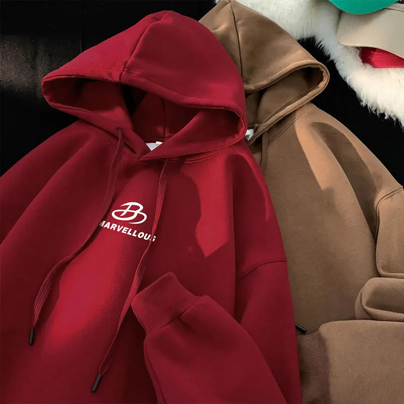 Korean Classic Loose Hooded Sweatshirt Casual Sports Wind Pullover Hoodie Multi-colour Sweatshirts Men Women Oversized