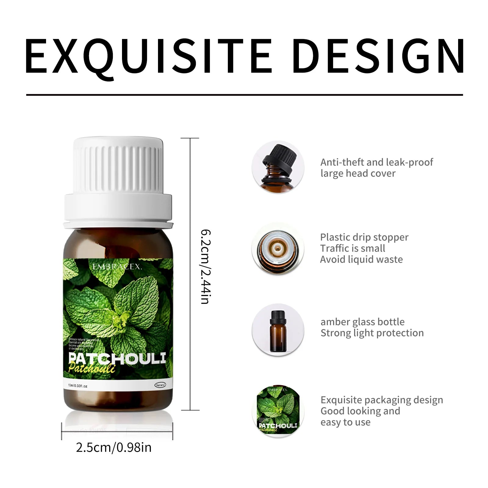 Patchouli Oil 10ml Skincare Natural Aromatherapy Essential Oil for Massage Bath Soap Bath Makers Making Gifts
