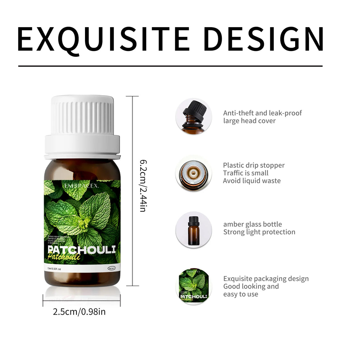 Patchouli Oil 10ml Skincare Natural Aromatherapy Essential Oil for Massage Bath Soap Bath Makers Making Gifts
