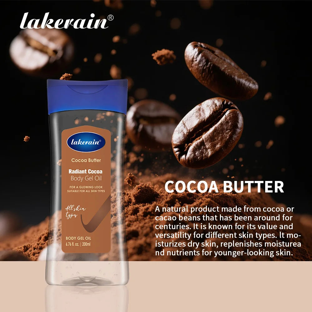 Lakerain Cocoa Body Gel Oil Skin Care Deep Hydrating 200ml Body Oil Cocoa Butter Moisturizing Radian For All Skin Types