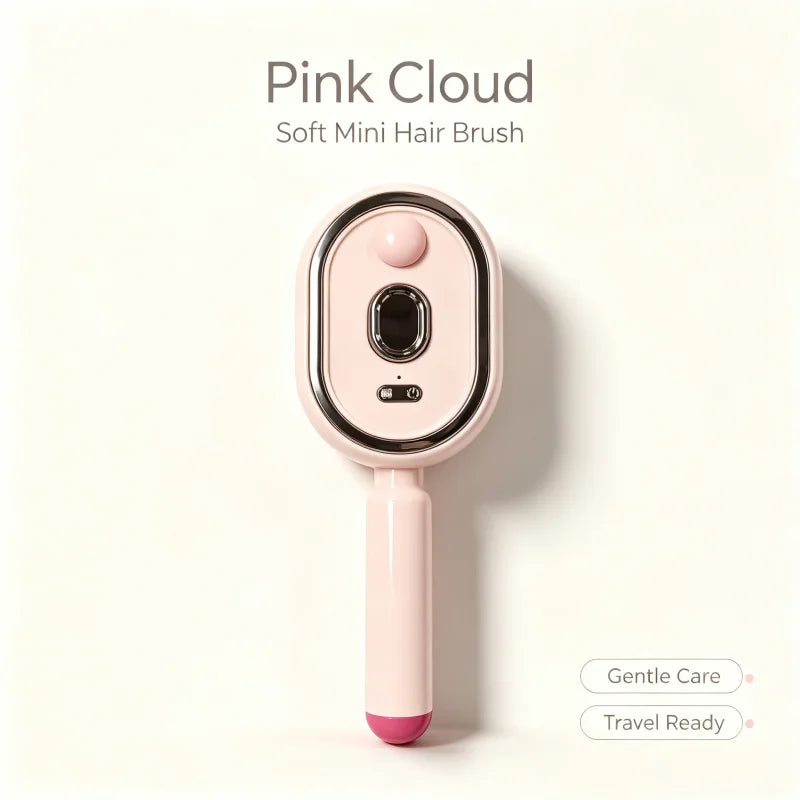 Mini Pink Cloud Air Cushion Hair Brush,Soft Scalp Massage Comb,Anti‑Tangle Travel Hairbrush,Pocket Styling Tool for Women Girls
