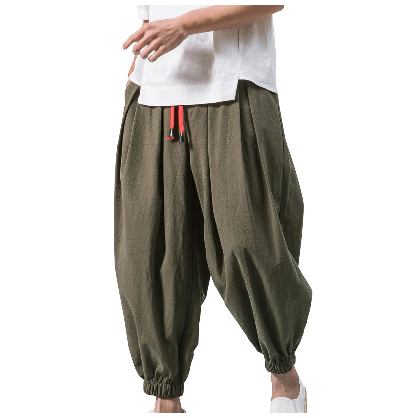 New Oversize Men Loose Harem Pants Autumn Chinese Linen Overweight Sweatpants High Quality Casual Brand Trousers Male
