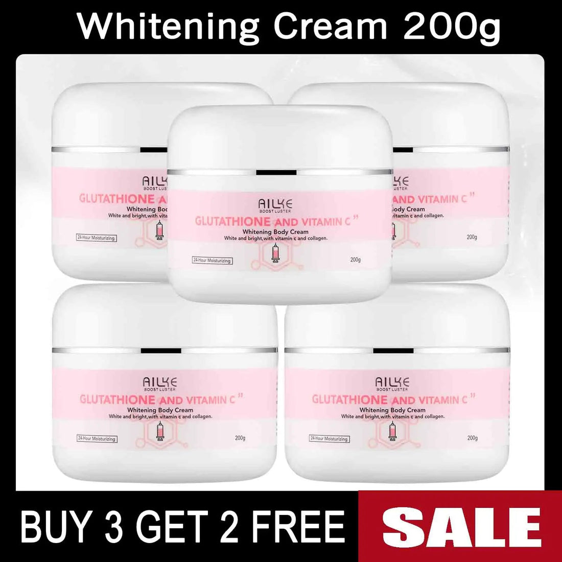 AILKE Whitening Skin Care Set, With Glutathion Vitamin C, Brighter Smoother Skin, Reduce Dark Spots, Clean Skin, Moisturizing Halalzen