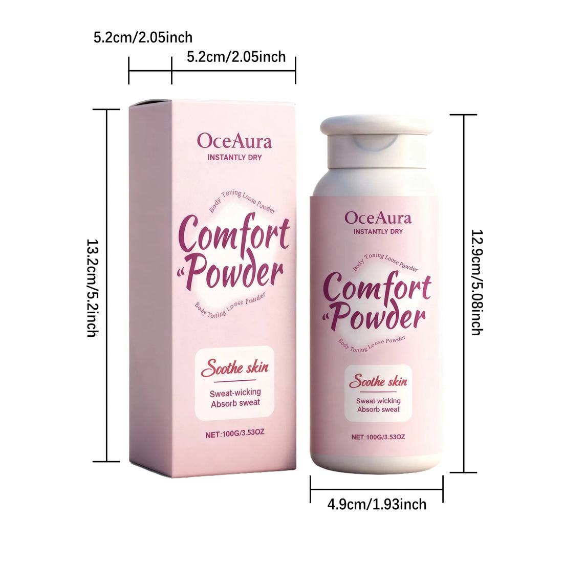 Comfort Powder All Over Body Powder Sweat Wicking Odor Resistant Chafing Prevention Talc-Free Dry Comfort for Women & Men