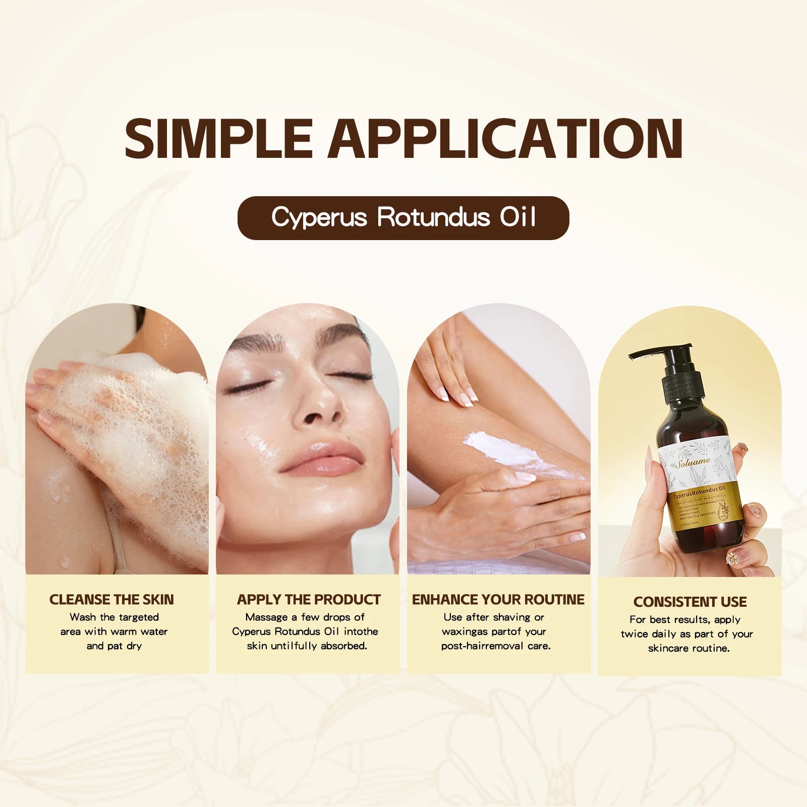 Cyperus Rotundus Oil, Reduces Body Hair Growth, Gentle and Non-Irritating, Cools the Skin & Post-Shave Oil