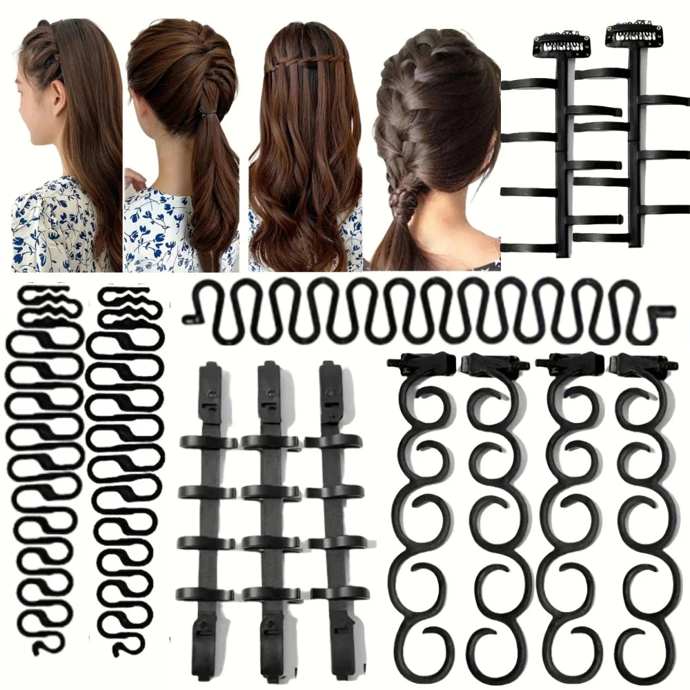 DIY Hair Braiding Tool Fishbone Braid Maker Set Simple Lazy Braider For Women All Hair Types Ponytail Bow-Shaped Styling Access Halalzen