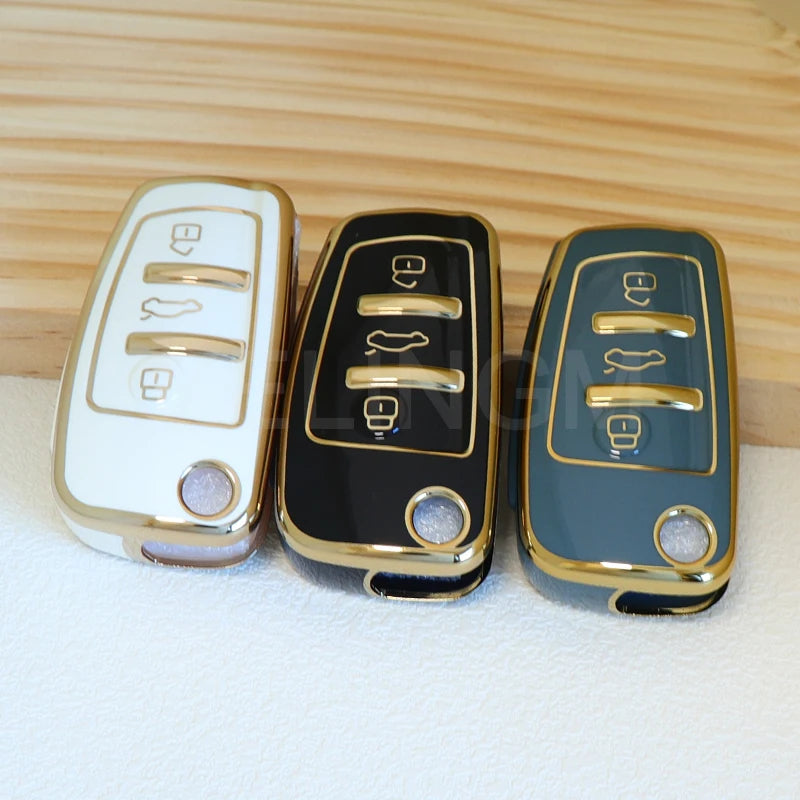 Soft TPU Car Key Cover Case Shell Bag For Audi A3 A4 A5 A6L C6 8L 8P B6 B7 B8 C6 RS3 Q3 Q7 TT 8L 8V S3 Protector Accessories
