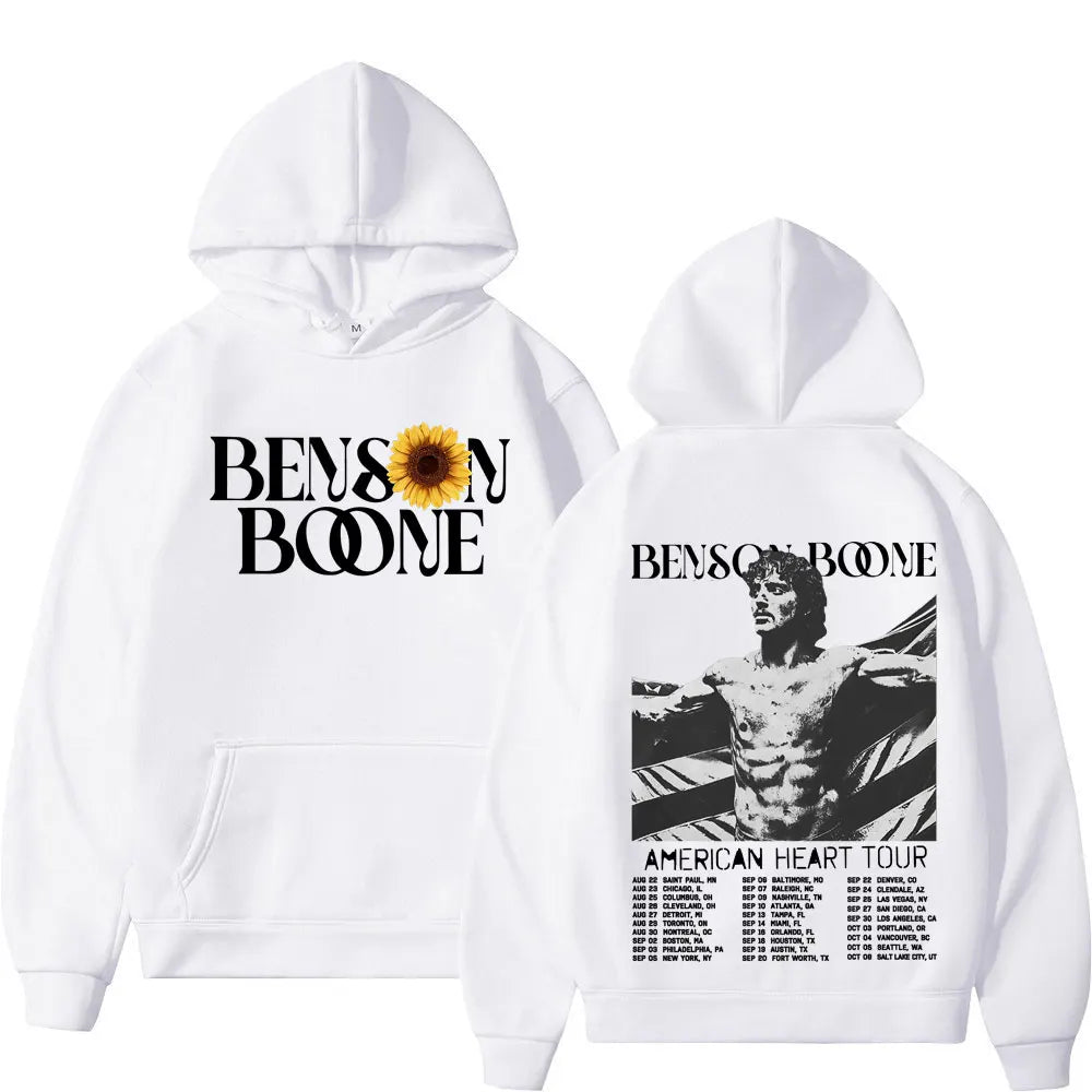 Benson Boone American Heart Tour 2025 Hoodies Men Women Fashion Hip Hop Hooded Sweatshirts Vintage Casual Oversized Pullovers