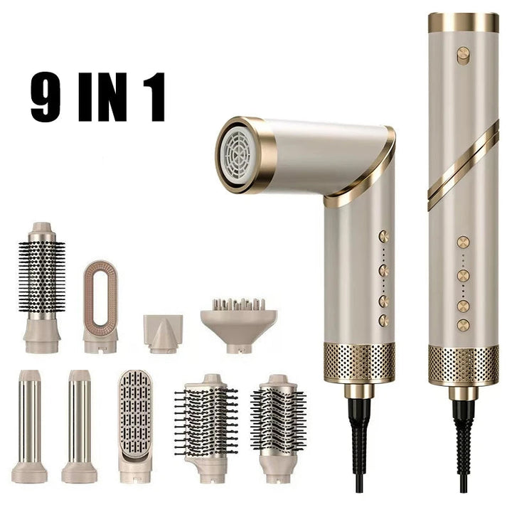 9 in 1 Hair Dryer Hot Comb Set Professional Curling Iron Hair Straightener Styling Tool For Professional Hair Dryer Household Halalzen