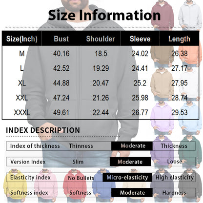 Men zip up hoodie plain color casual streetwear pullover jacket soft cozy fashionable urban youth winter hooded sweatshirt
