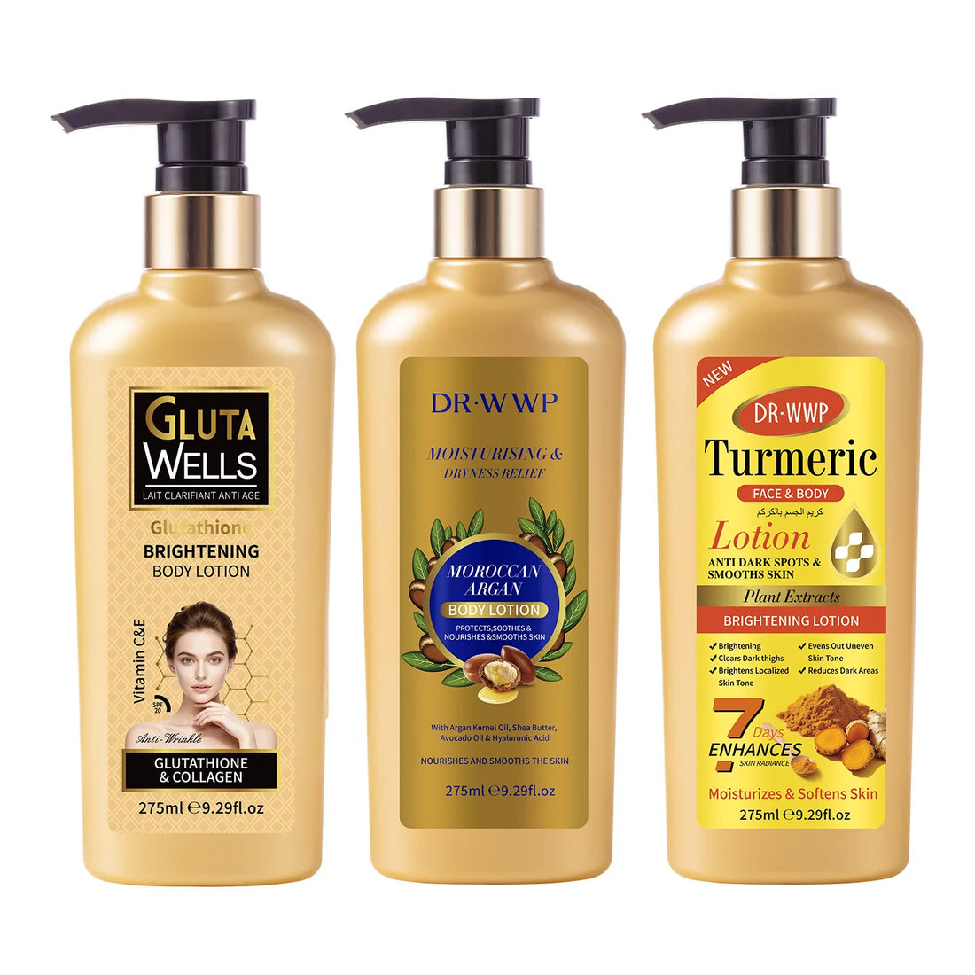 GLUTA WHITE Glutathione Body Lotion 275ml - Whitening & Moisturizing Skin Care with Collagen for Dry Skin Long Lasting Fragrance