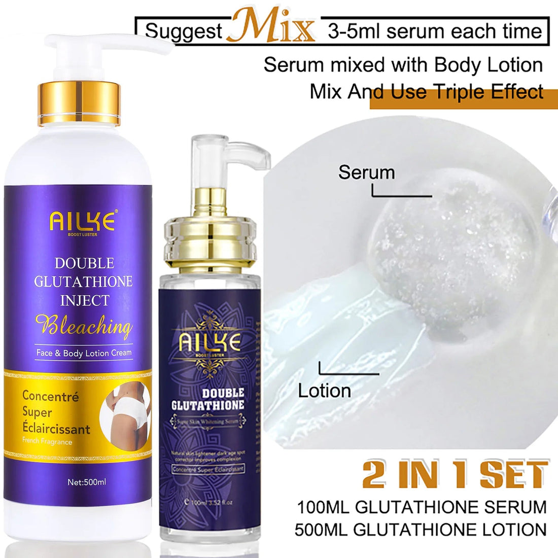 AILKE Whitening Skin Care Set, Reduce White, Dark, and Black Spots, Moisturizing, Clean Skin, Lightening for All Skin Types Halalzen