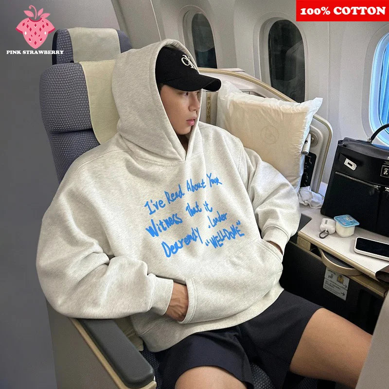 American style Letter Print Warm Hoodie Men Women Autumn Winter 2025 New Loose Casual Kangaroo Pouch Y2K Tops Youth Sweatshirt